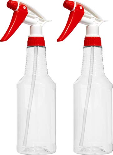 Product Cover BAR5F Empty Plastic Spray Bottles 16 oz, BPA-Free Food Grade, Crystal Clear PETE1, Red/White N8 Fully Adjustable Sprayer (Pack of 2)