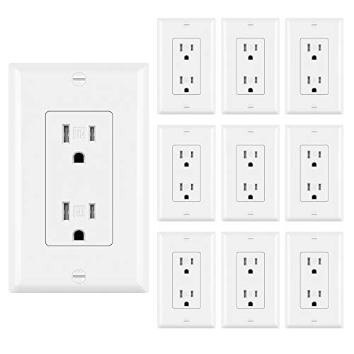 Product Cover [10 Pack] BESTTEN 15A Decorator Wall Outlet, Tamper Resistant Receptacle, 15A/125V/1875W, Wallplate Included, UL Listed, White