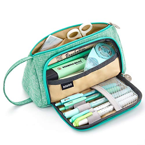 Product Cover EASTHILL Medium Capacity Pencil Pen Case Bag Pouch Holder Multi-Slot School Supplies for Middle High School Office College Girl Adult Simple Storage Mint Green