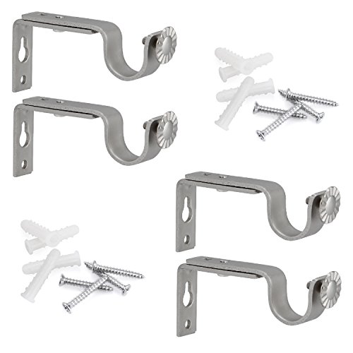 Product Cover Anndason Heavy Duty Curtain Rod Brackets 3/4 5/8 Inch Rod (Silver) (Set of 4)