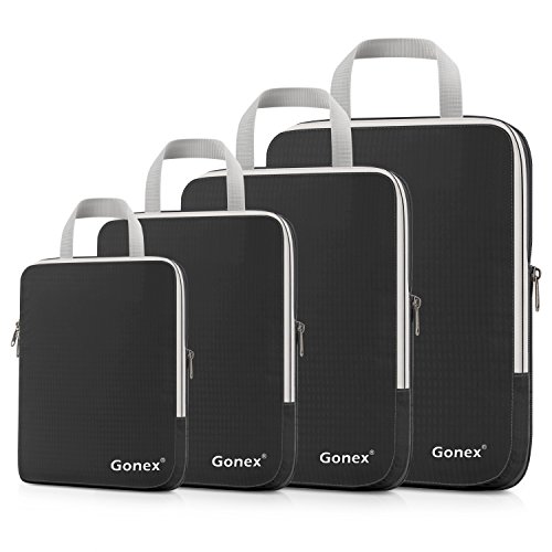 Product Cover Gonex Compression Packing Cubes Set, Expandable Packing Organizers 4pcs(Black)