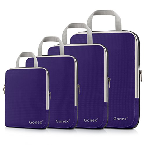 Product Cover Gonex Compression Packing Cubes Set, Expandable Packing Organizers 4pcs (Purple)