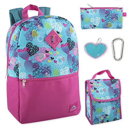 Product Cover Trail maker 5 in 1 Full Size Character School Backpack and Lunch Bag Set For Girls (Hearts)
