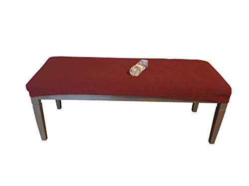 Product Cover Waterproof Dining Bench Cover Protector - Perfect For Kids, Elderly, Restaurants,Clinics, Party, Home - Machine Washable, Stretchy, Snugly Fit, Premium Quality, Clean the Mess Easily (49x17, Wine Red)