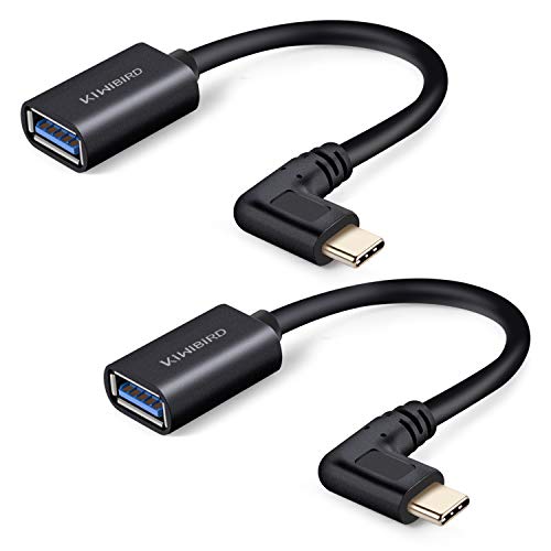 Product Cover KiWiBiRD 90 Degree USB 3.1 Type C to USB 3.0 A Female Cable Adapter for New MacBook Pro 13/15, Galaxy Note 8/S8/ S8+/S9/S9+ Tab S3, Google Pixel XL, More Type-C Ready Devices [2 Pack]