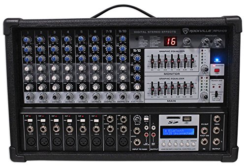Product Cover Rockville RPM109 12 Channel 4800w Powered Mixer, 7 Band EQ, Effects, USB, 48V