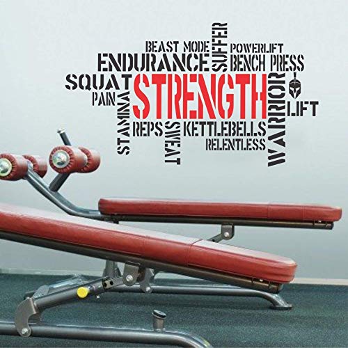Product Cover Wallency Motivational Gym Wall Decal - Fitness Words Removable Vinyl Sticker