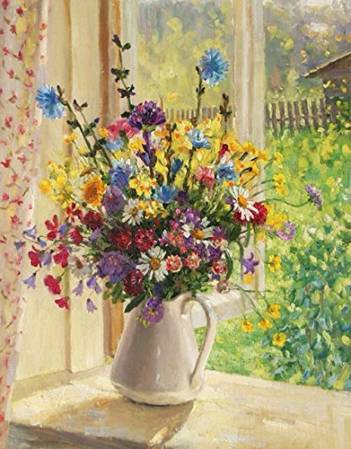 Product Cover eGoodn Diamond Painting Art Kit DIY Cross Stitch by Number Kit DIY Arts Craft Wall Decor, Full Drill 14.2 inches by 18.1 inches, Flower of Summer, No Frame