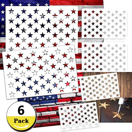 Product Cover Star Stencil 50 Stars American Flag Stencils for Painting on Wood, Fabric, Airbrush,Reusable Starfield Stencil, (2 Large, 2 Medium, 2 Small)
