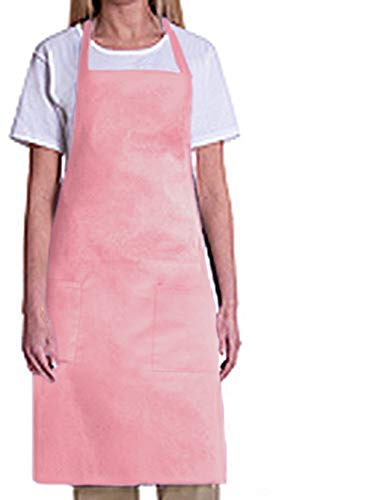 Product Cover Bib Aprons-MHF Aprons-1 Piece Pack-2 Waist Pockets- New Spun Poly-commercial Restaurant Kitchen (Pink)