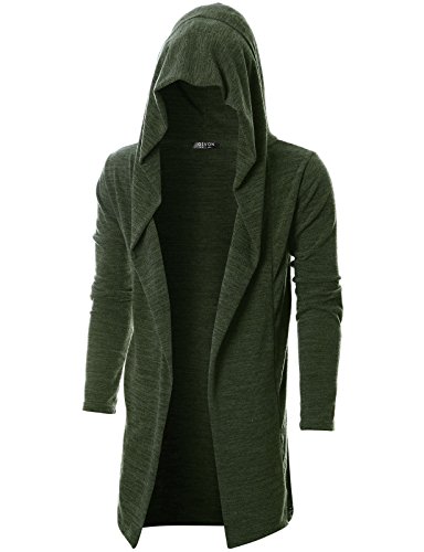 Product Cover GIVON Mens Long Sleeve Draped Lightweight Open Front Longline Hooded Cardigan