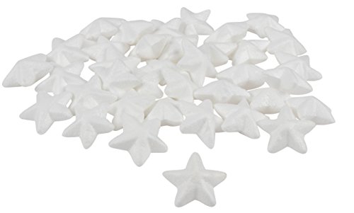 Product Cover Craft Foam Stars - 36-Piece Star-Shaped Polystyrene Foam for Arts and Craft Use - Makes DIY Ornaments and Decorations, White, 1.8 x 0.8 x 1.8 inches