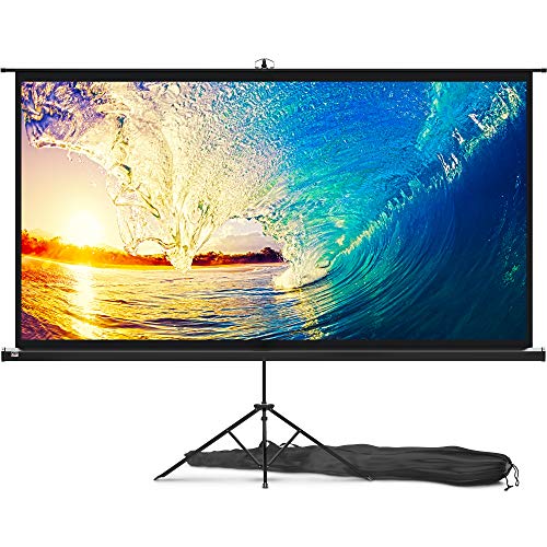 Product Cover Projector Screen with Stand 100 inch - Indoor and Outdoor Projection Screen for Movie or Office Presentation - 16:9 HD Premium Wrinkle-Free Tripod Screen for Projector with Carry Bag and Tight Straps