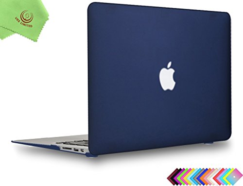 Product Cover MacBook Air 13 inch Case, UESWILL Smooth Soft-Touch Matte Hard Shell Case Cover for 2008-2017 MacBook Air 13 inch (Model A1466 / A1369) + Microfibre Cleaning Cloth, Navy Blue