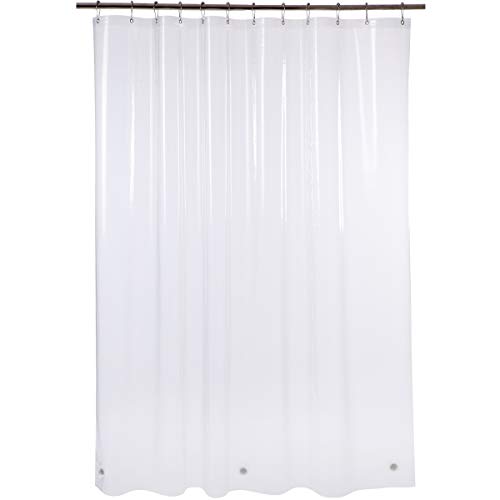 Product Cover Amazer Shower Curtain Liner, 72 Inches W x 84 Inches H EVA 5G Bathroom Plastic Shower Curtain with 3 Magnets and 12 Grommet Holes Without Chemical Odor-Clear