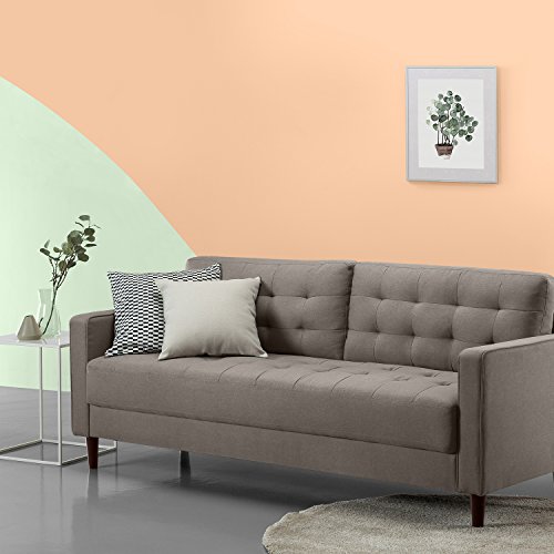 Product Cover Zinus Benton Mid-Century Upholstered 76 Inch Sofa / Living Room Couch, Stone Grey Weave