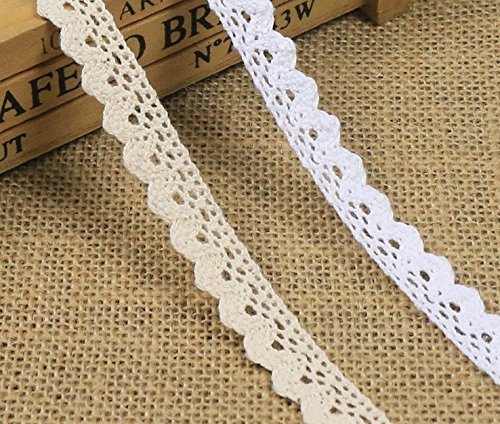 Product Cover Susuntas 10 Yards 1/2 Inch Wide Cotton Lace Trim DIY Craft Delicate Ribbon Scallop Edge For Scrapbooking Gift Package Wrapping,Crocheted Lace Trim DIY Craft Ribbon (white)