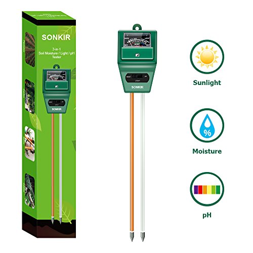 Product Cover Sonkir Soil pH Meter, MS02 3-in-1 Soil Moisture/Light/pH Tester Gardening Tool Kits for Plant Care, Great for Garden, Lawn, Farm, Indoor & Outdoor Use (Green)