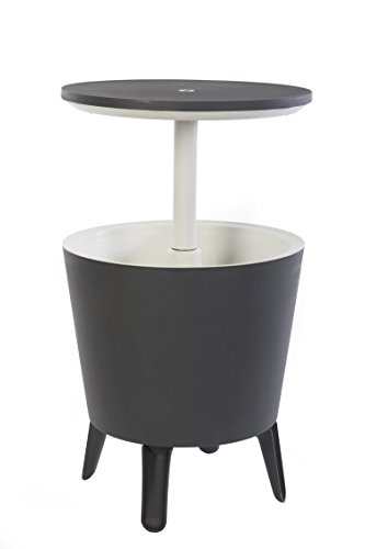 Product Cover Keter Cool Bar Modern Smooth Style with Legs Outdoor Patio Table with 7.5 Gallon Beer Cooler, Grey