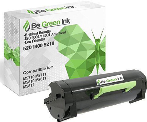 Product Cover Be Green Ink 52D1H00 521H Lexmark Replacement MS810 MS810n MS710 Compatible Toner Cartridge for Lexmark MS810n MS710 MS711 MS810 MS810n MS810dn MS811 MS811dn MS812 (1-Pack Black 25,000 Yield)