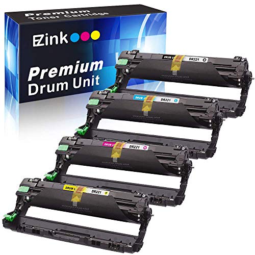 Product Cover E-Z Ink(TM) Remanufactured Drum Unit Replacement for Brother DR221CL DR221 DR-221 to use with HL-3140CW HL-3170CDW MFC-9130CW MFC-9330CDW MFC-9340CDW (1 Black, 1 Cyan, 1 Magenta, 1 Yellow) 4 Pack