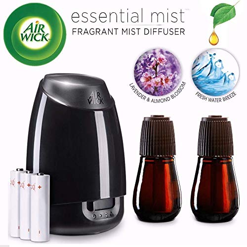 Product Cover Air Wick Essential Mist, Essential Oil Diffuser, (Diffuser + 2 Refills), Lavender & Almond Blossom & Fresh Water Breeze, Air Freshener