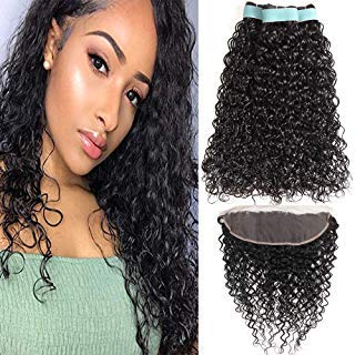Product Cover Aatifa Water Wave Lace Frontal with Bundles Ear to Ear Lace Frontal with Baby Hair Pre Plucked Frontal Brazilian Virgin Human Hair Bundles with Frontal(18 20 22 + 16 frontal)