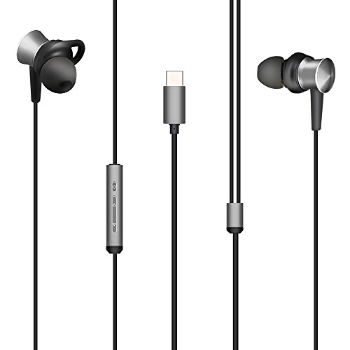 Product Cover SUMWE Type C Headphones Hi-Fi Digital Stereo Earbuds Sweatproof in-Ear Noise Cancelling Sports Earphones with Mic for Pixel 2/XL, Mate 10/10 Pro/P20/P20 Pro, Moto Z, HTC U11, Essential PH-1 - Gray