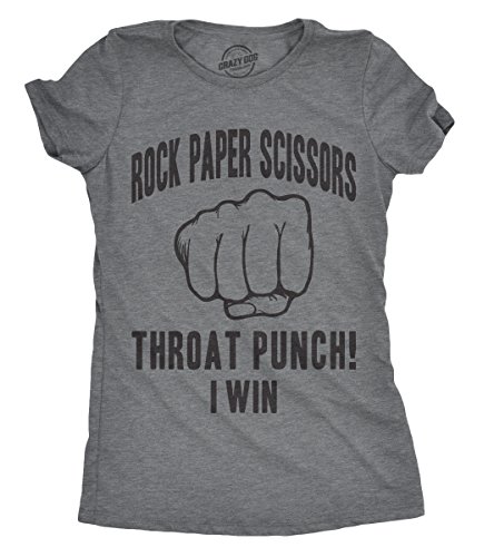 Product Cover Womens Rock Paper Scissors Throat Punch Tshirt Funny Sarcastic Mocking Tee for Ladies