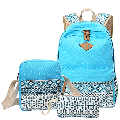 Product Cover School Backpack, Aiduy Lightweight Canvas Bookbags Shoulder Daypack Handbag (Blue)