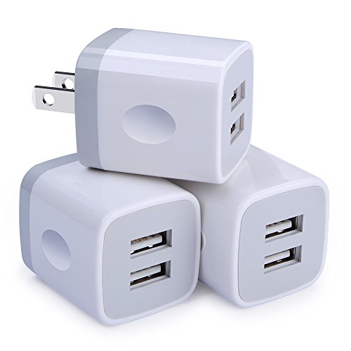 Product Cover USB Wall Charger,Charging Adapter Embink 3-Pack 2.1A Dual Port USB Wall Charging Plug Block Travel Charger Cube Replacement for iPhone X 8/7/6 Plus,iPad,iPod,Samsung,Huawei,LG,Android Phone