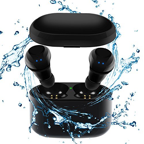 Product Cover Tankfly Wireless Earbuds, TWS Mini Bluetooth Earbuds True Stereo IPX5 Sweatproof Sports Car Bluetooth Headset for iPhone Samsung Ipad and Android Phone Women Men (Black)
