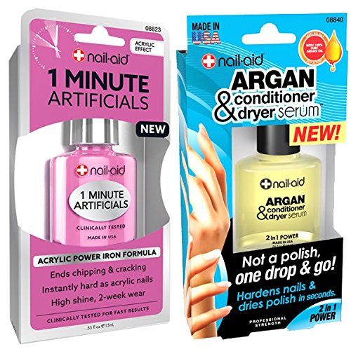 Product Cover NAIL-AID 1 Minute Artificials + Argan Oil Conditioner, Clear, 2 Count