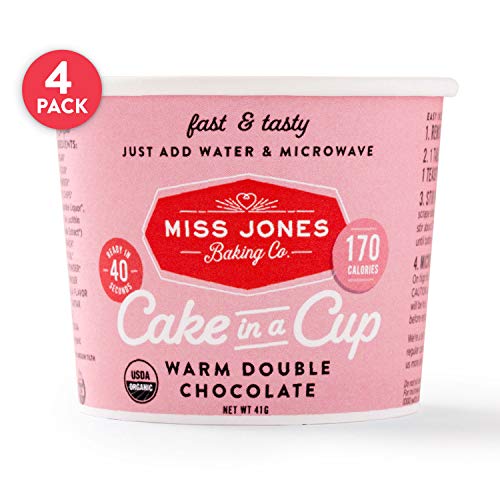 Product Cover Miss Jones Baking Organic Cake In A Cup, Microwave in Under a Minute, Quick Mix, Less Mess Than a Mug: Warm Double Chocolate (Pack of 4)