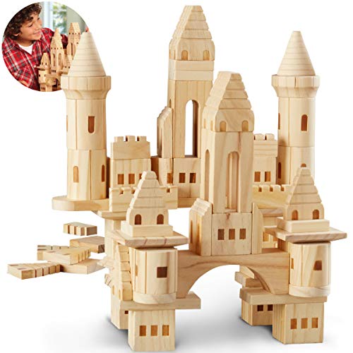 Product Cover DISCOVERY KIDS 75-Piece Premium Piece Wooden Castle Building Blocks Set; Spark Your Child's Imagination & Develop Essential Skills, Educational, Durable & Safe Construction Blocks, Great Gift
