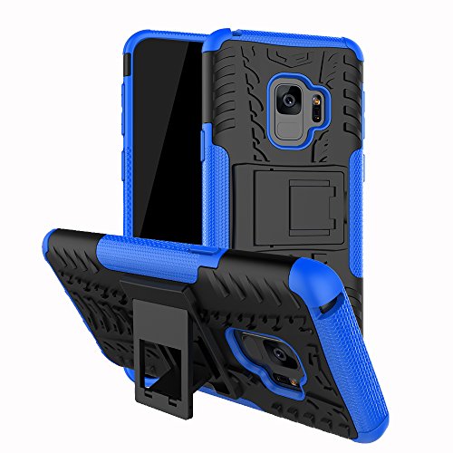 Product Cover Fit Galaxy S9 Armor Case With Kickstand Heavy Duty Hybrid Shockproof Hard Military Grade Drop Tested S9 Cover (Blue)