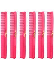 Product Cover Krest Cleopatra 7 Inch All Purpose Barber Cutting Comb. Flat Back Styler Comb. Numbered ruler. Color Neon Pink. 6-Pack
