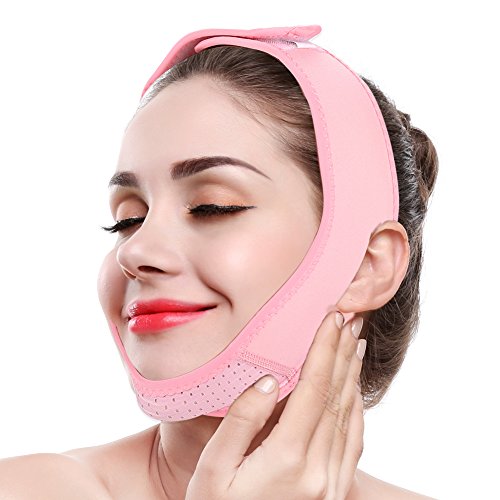 Product Cover Facial Lifting Slimming Belt, V Line Mask Neck Compression Double Chin Strap Weight Loss Belts Skin Care Chin Lifting Firming Wrap(Pink)