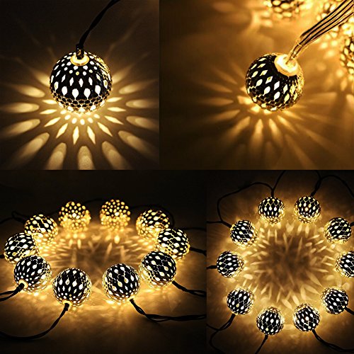 Product Cover Twinkle Star 13.5 ft 40 LED Globe String Lights, Sliver Moroccan Party Hanging Lights Battery Operated Decor for Indoor, Home, Bedroom, Party, Wedding, Christmas Tree (Warm White)