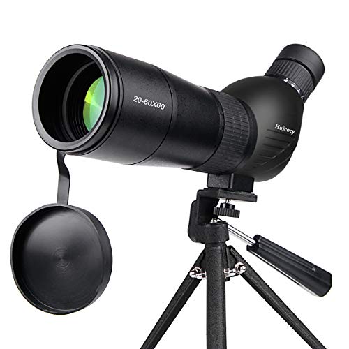Product Cover Spotting Scope,Huicocy 20-60x60mm Zoom 39-19m/1000m Fully Multi Coated Optical Lens Fogproof and Movably Eyepiece Rubber Design Telescope with Quick Smartphone Mount Kit and Tabletop Tripod for Target