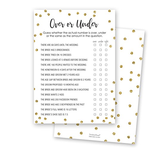 Product Cover 24 cnt Over or Under Bridal Shower Game (Faux Gold Glitter on White)