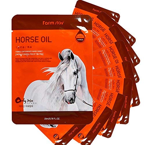 Product Cover Farm Stay Korean Deep Moisturizing Rich Horse Oil Visible Face Facial Daily Mask Sheet [ 10 Packs ] 23ml/0.78 fl.oz