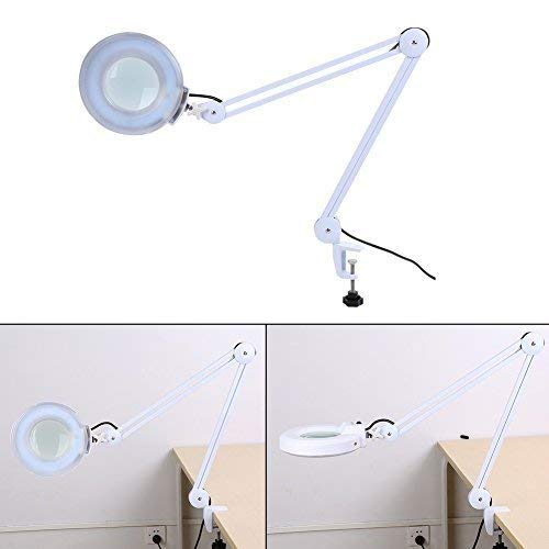 Product Cover Ozone Facial Steamer 5X Magnifier Table Lamp + Cold Light LED UV Ozone Facial Steamer for Skin Care Clean Spa Salon White (#1)