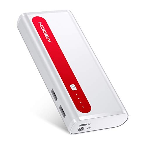 Product Cover Aibocn 10000mAh Portable Power Bank External Battery Charger with Flashlight for Apple Phone iPad Samsung Galaxy Compatible with LG Smartphones Tablet - Red