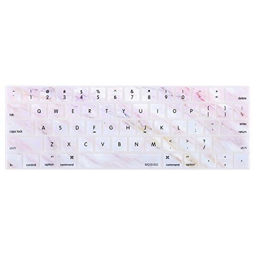 Product Cover MOSISO Keyboard Cover Compatible with MacBook Pro with Touch Bar 13 and 15 Inch 2019 2018 2017 2016 (Model: A2159, A1989, A1990, A1706, A1707), Silicone Skin Protector, Pink Marble