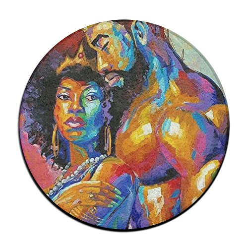 Product Cover BesHomes Afro African Black Woman Art Area Rug Soft Carpet Non-Slip Round Floor Mat Woman Yoga Mat (60cm Round)