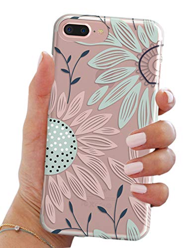 Product Cover TRFAEE iPhone 7 Plus Case,iPhone 8 Plus Case,Elegant Floral Flower Bloom Clear Anti Scratch Drop Resistant Bumper Case Cover for Apple iPhone 7/8 Plus (5.5