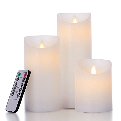 Product Cover glowiu Flameless Flickering LED Candles Moving Flame, Battery Candles Set of 3(H 4
