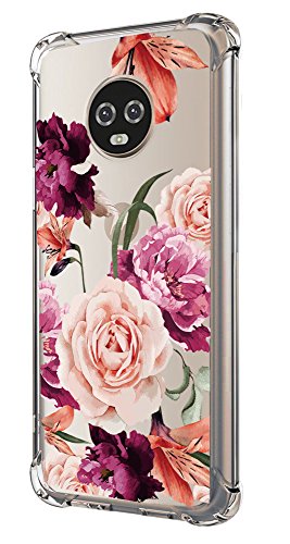 Product Cover Moto G6 Case,Moto G6 Case with Flower,LUOLNH Slim Shockproof Clear Floral Pattern Soft Flexible TPU Back Cover for Motorola Moto G6 (Purple)
