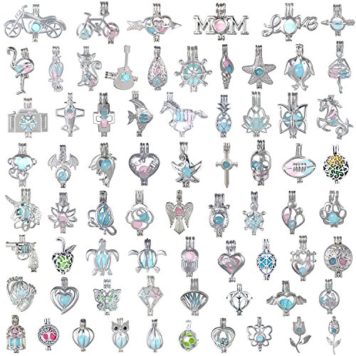 Product Cover SHUHONEY 20 Pcs Cute Pearl Bead Cages Pendant Wholesale - Essential Oil Scent Diffuser Cage Charms for Bracelet Necklace Earrings Jewelry Making